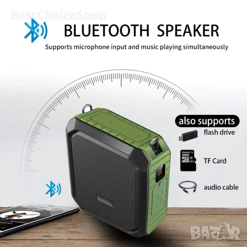 Персонален усилвател на глас - мегафон 18W Bluetooth презареждаем със слушалка с микрофон, снимка 12 - Слушалки и портативни колонки - 55327938