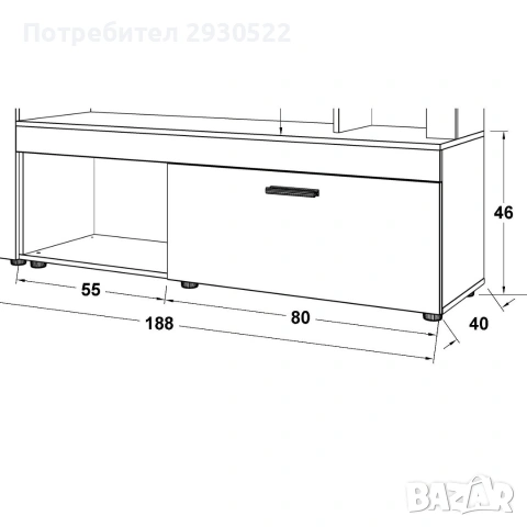 Секция за телевизор, снимка 2 - Секции и витрини - 54703115