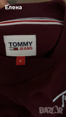 Tommy Jeans дамски къс суитшърт, бордо, размер S, снимка 4 - Суичъри - 55441373