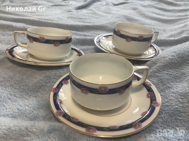 Чаша за мока с чинийка висококачествен порцелан  произведено в Германия до 1939 години 