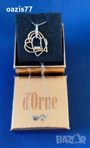 Колие Ново,d'ORNE,Сертификат,оригинална опаковка.От сребро, злато-жълто и розово и цирконий  € 45, снимка 4 - Колиета, медальони, синджири - 55448040