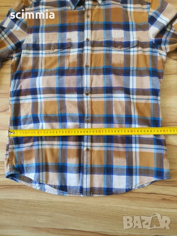Карирана мъжка риза Esprit Slim Fit синьо и кафяво размер L 100% памук, снимка 11 - Ризи - 54810451