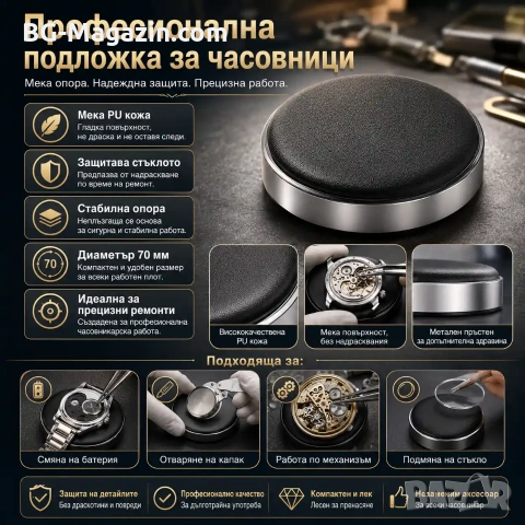 Професионална кожена подложка за часовници аксесоар за часовникари за защита при смяна на батерия, снимка 7 - Други инструменти - 54340403