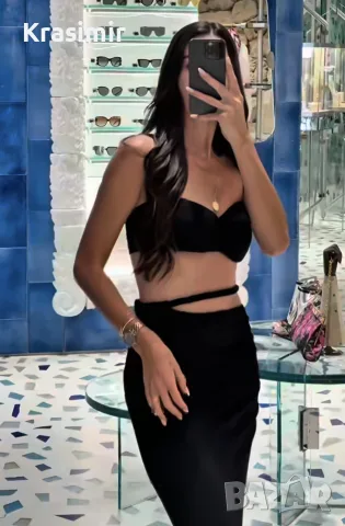 Дамски черен комплект LBD, снимка 2 - Комплекти - 55309685