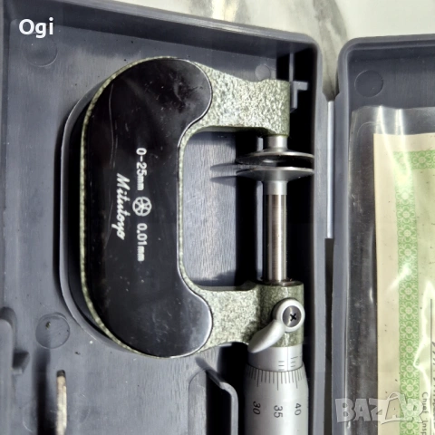 Микрометър зъбомер MITUTOYO 0-25mm,, снимка 3 - Други инструменти - 54784813