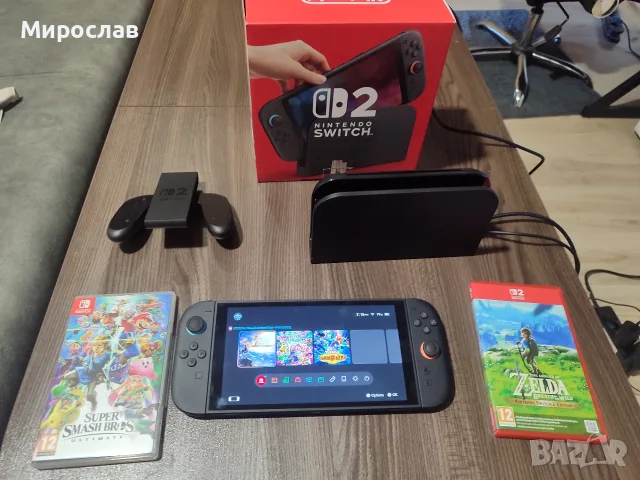 Nintendo switch 2 закупен преди седмица в гаранция с 2 игри