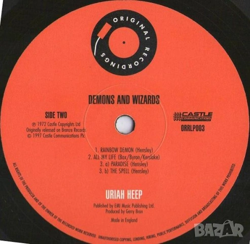 Грамофонни плочи Uriah Heep ‎– Demons And Wizards, снимка 3 - Грамофонни плочи - 54496968