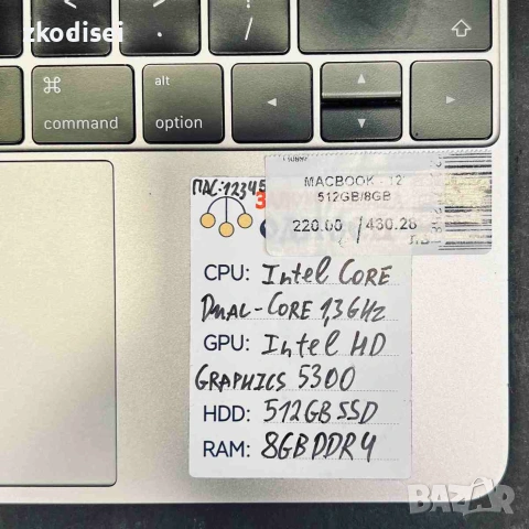 Лаптоп MACBOOK 12 RETINA 512GB/8GB 12 Инча, снимка 3 - Лаптопи за игри - 55187592