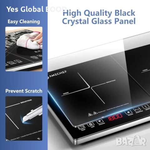 Двоен индукционен котлон AMZCHEF 3500W таймер, снимка 5 - Котлони - 54223486