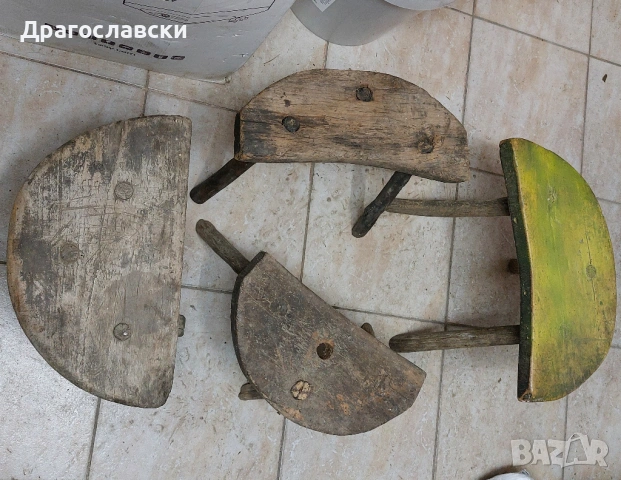 стар дървен калъп за плетене на кошници, трикрако столче, столчета трикраки, снимка 11 - Други ценни предмети - 29838545
