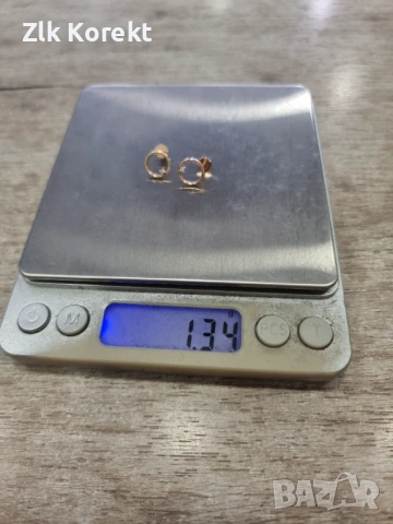 Златни обеци с ковани камъни, снимка 9 - Обеци - 54542280