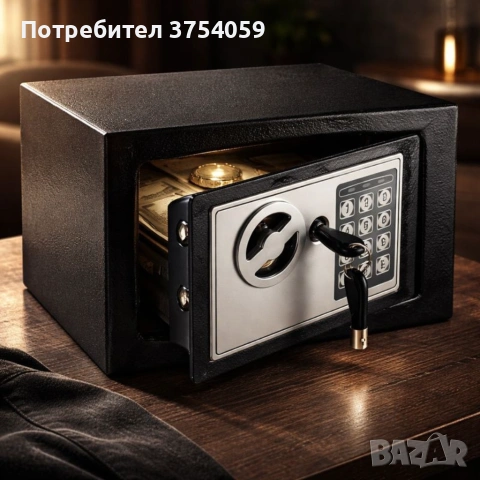 Електронен сейф с кодова клавиатура и резервен механичен ключ – 4.6L, включени батерии и монтажни бо, снимка 3 - Сейфове и каси - 55185211