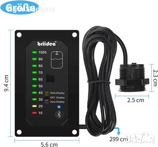 Bluetooth индикатор за ниво на вода Briidea HRWL-02DE (BR-064) за кемпер и каравана, снимка 6 - Друга електроника - 55588527
