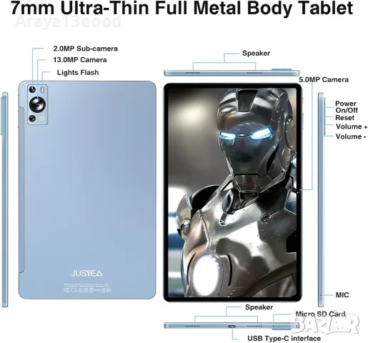 Таблет JUSYEA J9 11" – 16GB RAM, 256GB ROM, Octa-Core, WiFi 6, Bluetooth 5.0, 8000 mAh, снимка 4 - Таблети - 55586458
