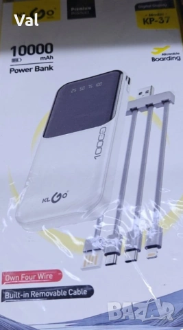 Преносима батерия KLGO KP-37, 10000mAh, снимка 4 - Външни батерии - 54785732