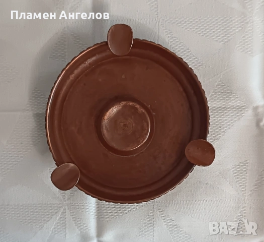 Винтидж меден пепелник с филигранен кант-Ръчна изработка , снимка 5 - Декорация за дома - 48560266