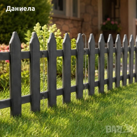Декоративна градинска ограда 300 см – комплект 10 бр. графитни PVC панели 30x30 см 