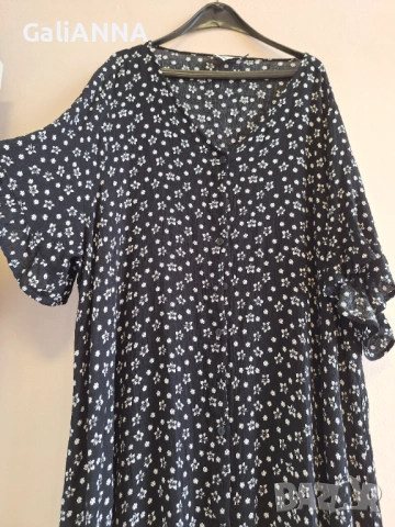 СТРАХОТНА РОКЛЯ ЧЕРНО И БЯЛО 3XL-4XL, снимка 4 - Рокли - 54672536