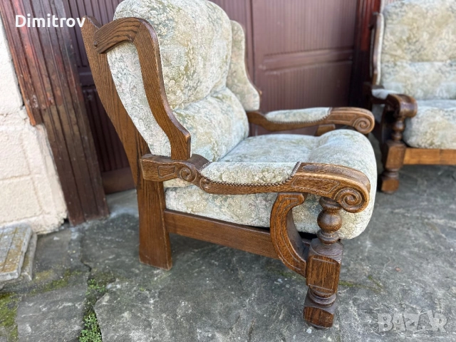 Комплект 2 бр. масивни кресла – класически стил, снимка 3 - Дивани и мека мебел - 53958544