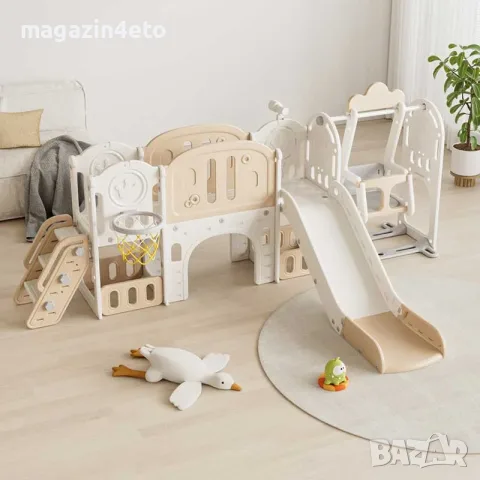 Детски приключенски център за игра 11 в 1 с пързалка, катерушка, люлка и баскет кош , снимка 6 - Детски люлки - 55702445