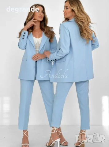 🎀Стилен Дамски Син Костюм, снимка 4 - Костюми - 54783747