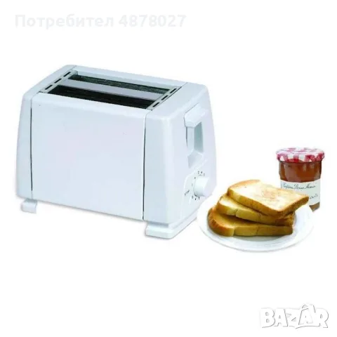 Тостер за хляб, 750W, 2 филийки, б степени, Бял, снимка 3 - Тостери - 55683530