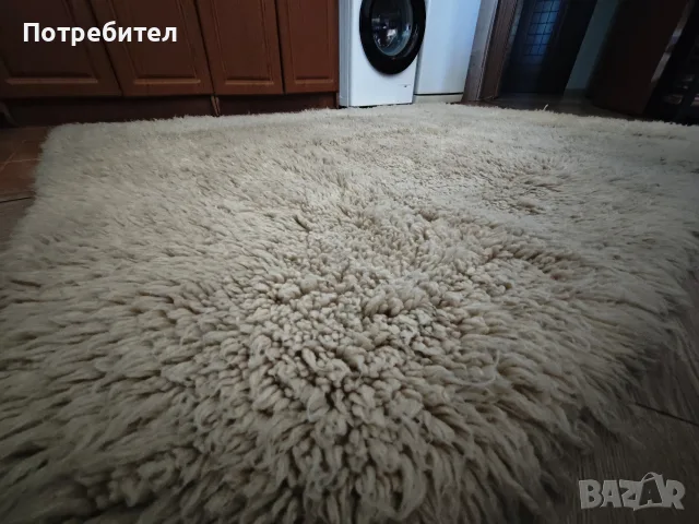 Бял губер от естествена вълна - с размери: 160 см × 215 см, снимка 4 - Други - 55515503