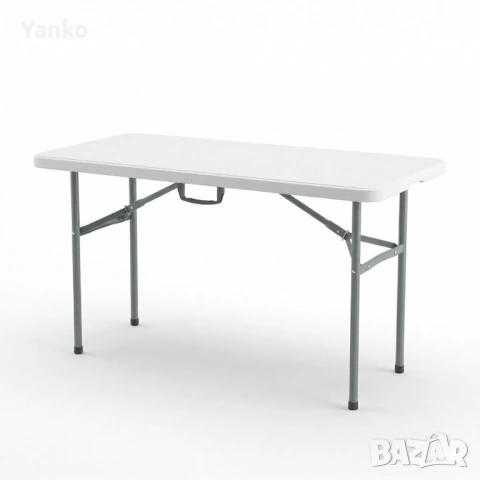 Сгъваема правоъгълна градинска маса, бяла - 181.5 × 74 × 74 см, снимка 3 - Градински мебели, декорация  - 54131875
