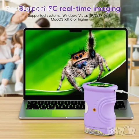 Детски микроскоп Temodu, 2.0" екран, 1000X, дигитален микроскоп за деца | Ръчни микроскопи за деца, снимка 5 - Образователни игри - 55625794