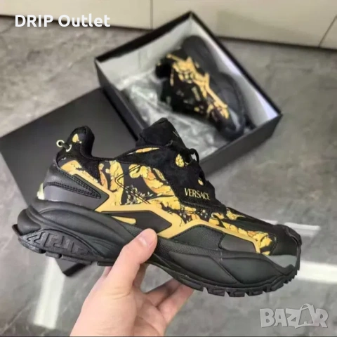 !НОВИ! Versace Mercury | Black/Gold | + КУТИЯ, снимка 2 - Маратонки - 55283290