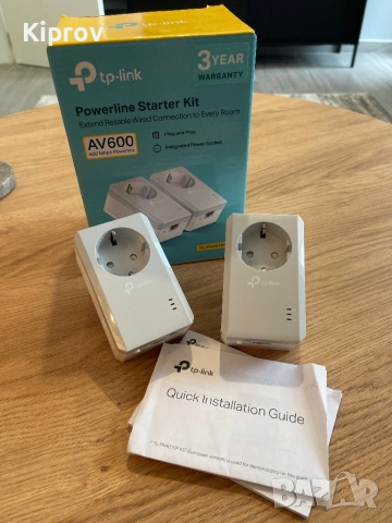 🔌 TP-Link TL-PA4010P KIT – Powerline адаптери 600 Mbps , снимка 2 - Мрежови адаптери - 54494687