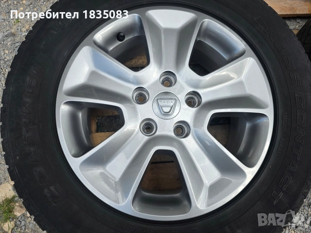 Лети джанти 16ки 5х114.3 Dacia + зимни гуми 215/65/16 Continental, снимка 5 - Гуми и джанти - 54921363