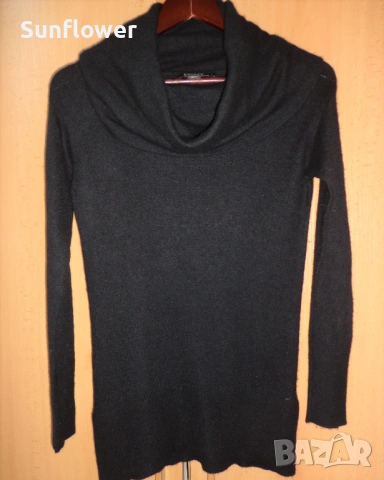 Черен пуловер DKNY Donna Karan с яка. микс от вълна и ангора, размер S , снимка 9 - Блузи с дълъг ръкав и пуловери - 54608206