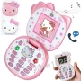 Hello Kitty Розов Телефон за Момиче, Камера, Подарък, с локация, детски телефон с капаче, за дете, снимка 1