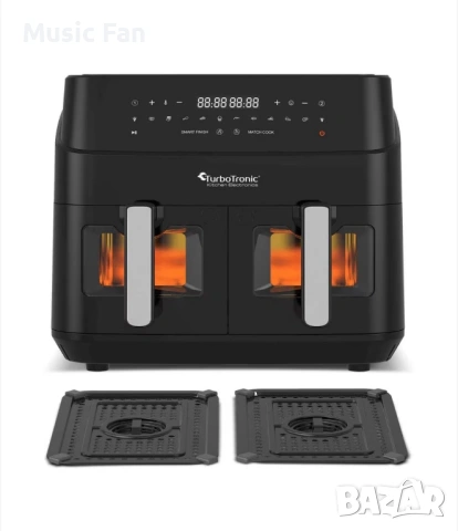AirFryer TurboTronic AirChef Pro, TT-DAF6W, 6L, 1600W, 40–200°C, таймер до 60 мин, снимка 2 - Фритюрници - 54383812
