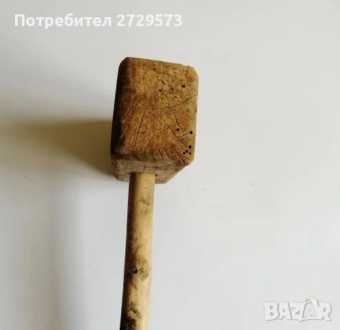 Стар дървен чук - Инструмент от дърво - Декорация за битов кът, механа, снимка 3 - Други ценни предмети - 55619296