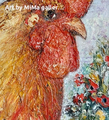 Петел, картина, маслени бои / платно, портрет, снимка 2 - Картини - 54398565