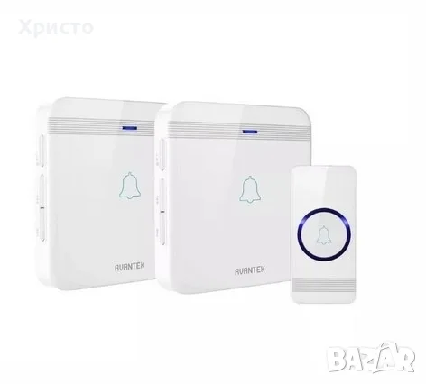 НОВ!!! Безжичен звънец AVANTEK D-3W, 2 приемника, 52 мелодии, 400м, IP55