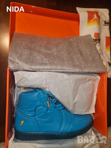 Маратонки Nike Air Jordan 1 Retro Hi “Gatorade” - 45.5 EU / 10.5 UK - Нови - Сини - Уникат!, снимка 7 - Маратонки - 54805144