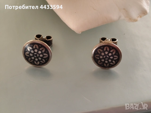 Руски сребърни обеци с ниело