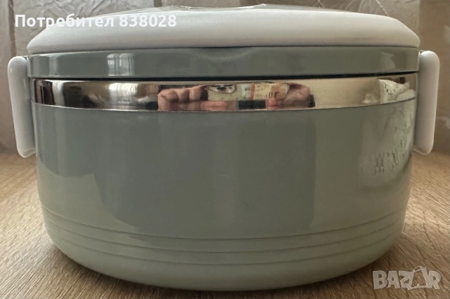 500 мл термо кутия за храна в сив цвят с дръжки