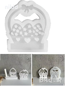 Кошница с 3 яйца силиконов молд форма фондан шоколад гипс смола Великденски , снимка 2 - Форми - 54205729