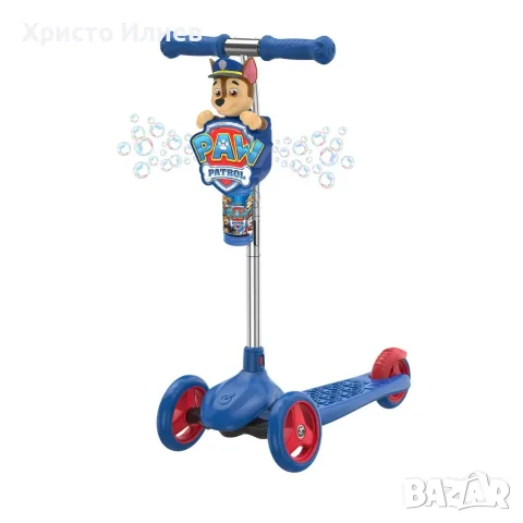 Детска тротинетка с 3 колела PAW PATROL със сапунени балони
