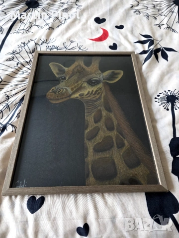 Ръчно нарисувана картина жираф!, снимка 2 - Картини - 54363800