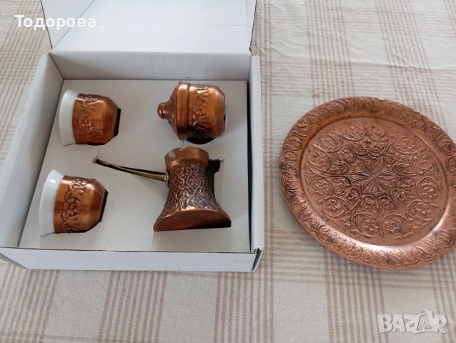 кафян сервиз чашки с джезве от мед , снимка 2 - Сервизи - 54126016