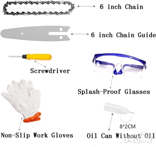 Мини верижен трион с батерия и зарядно, 6-инчов безжичен верижен трион със зарядно