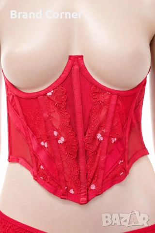 Hunkemöller червен бюстие сутиен с дантела и бродерия – размер S