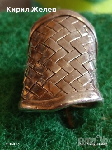 Сребърен пръстен широка плетена халка майсторска ръчна изработка 26056, снимка 2 - Пръстени - 54025898