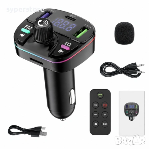 FM трансмитер за кола MP3 Bluetooth зарядно RGB подсветка USB SP01418 A11, Bluetooth връзка