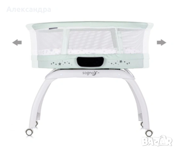 Бебешка кошара-люлка с LED дисплей Chipolino - Sogno, зелена, снимка 2 - Кошарки - 55250001
